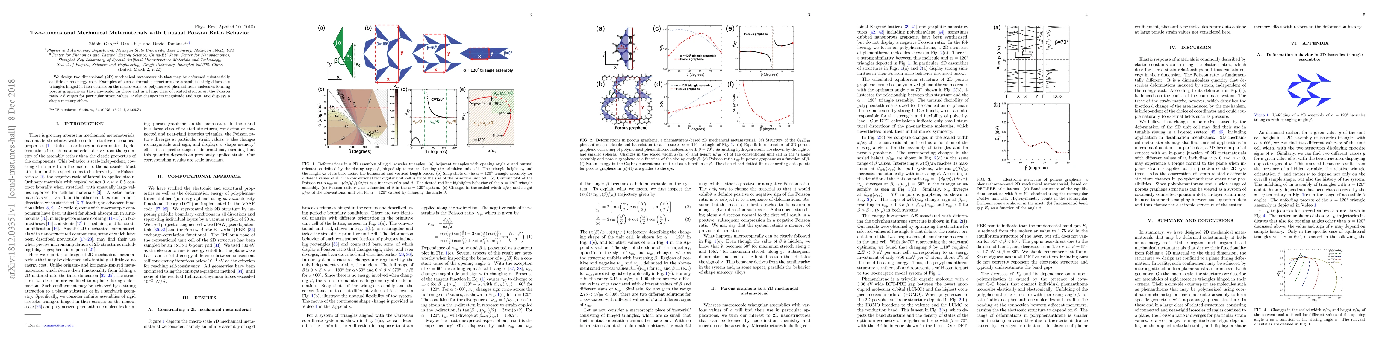 Thumbnail for Two-dimensional Mechanical Metamaterials with Unusual Poisson Ratio
  Behavior
