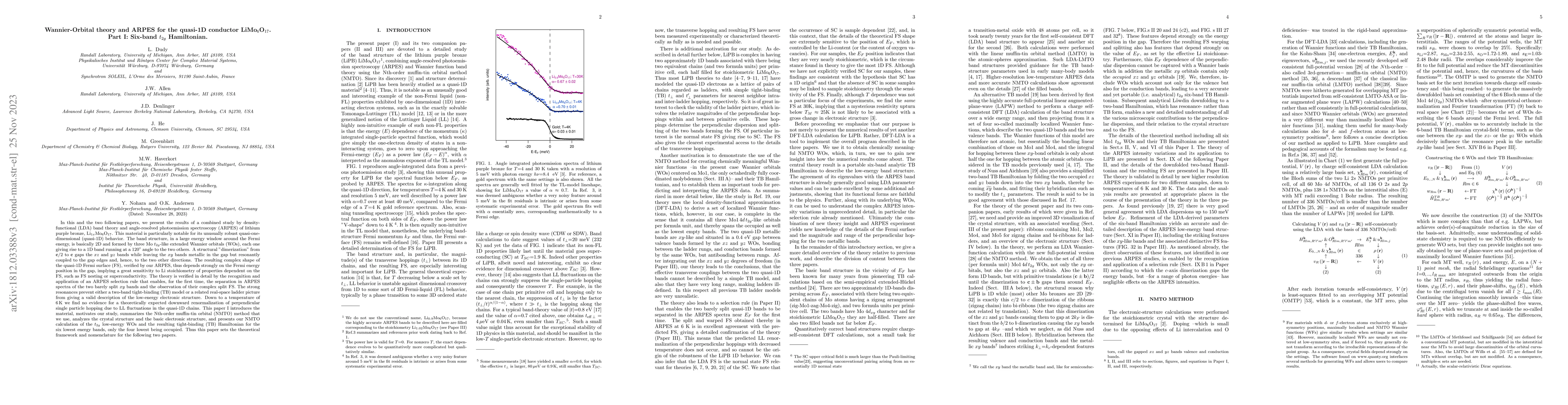 Thumbnail for Wannier-Orbital theory and ARPES for the quasi-1D conductor
  LiMo$_{6}$O$_{17}$