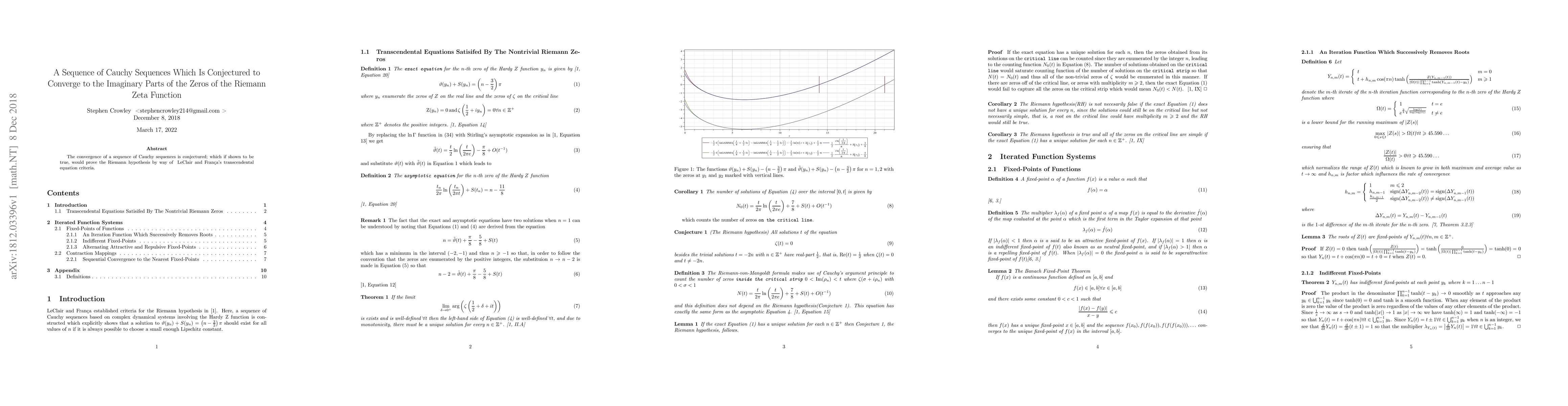 Thumbnail for A Sequence of Cauchy Sequences Which Is Conjectured to Converge to the
  Imaginary Parts of the Zeros of the Riemann Zeta Function