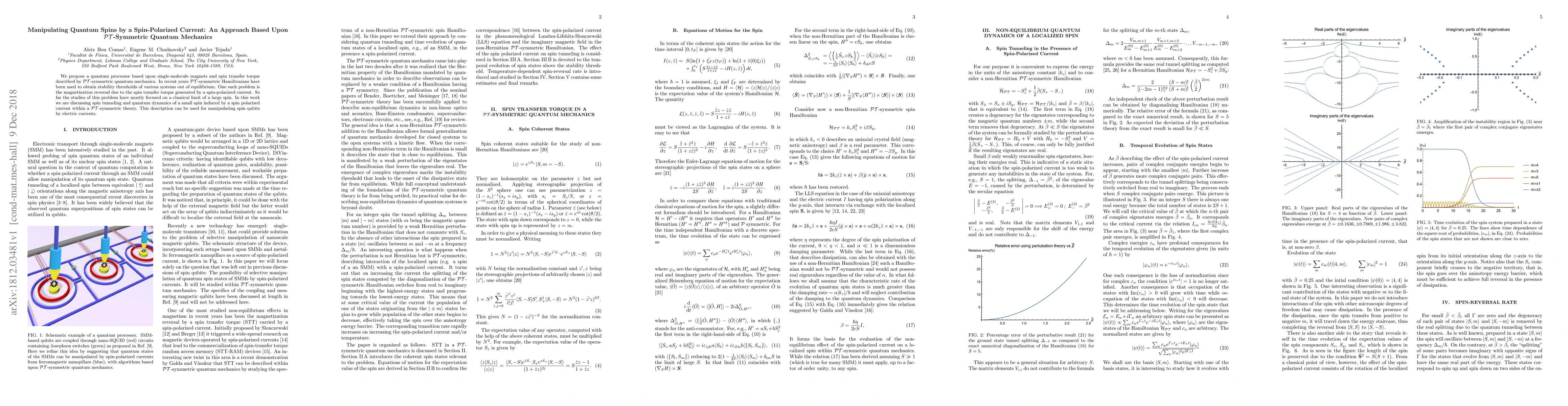 Thumbnail for Manipulating Quantum Spins by a Spin-Polarized Current: An Approach
  Based Upon PT-Symmetric Quantum Mechanics