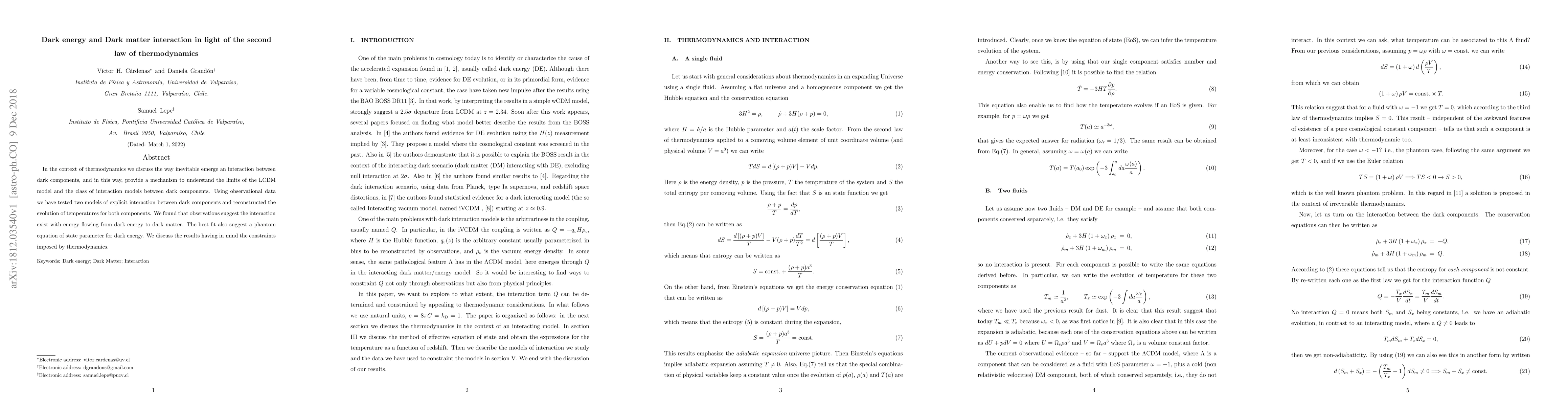 Thumbnail for Dark energy and Dark matter interaction in light of the second law of
  thermodynamics