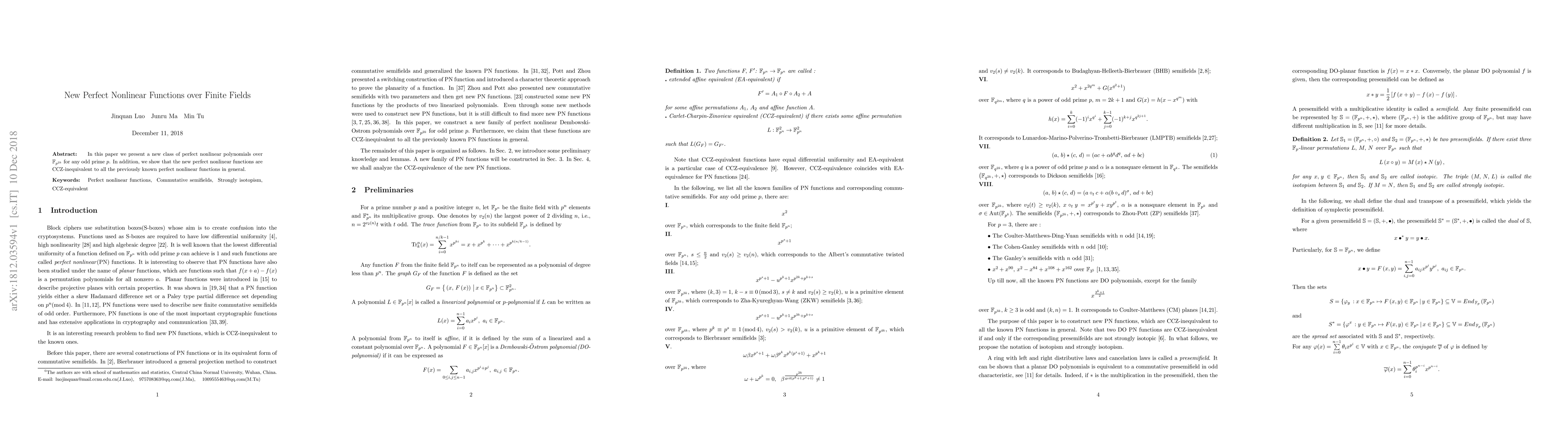 Thumbnail for New Perfect Nonlinear Functions over Finite Fields