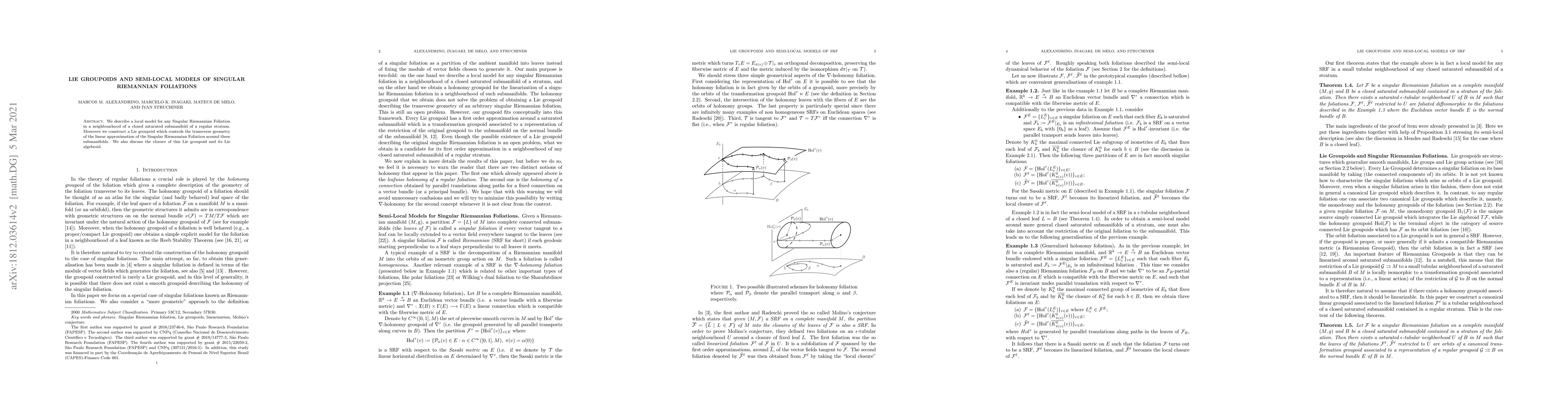 Thumbnail for Lie groupoids and semi-local models of Singular Riemannian foliations