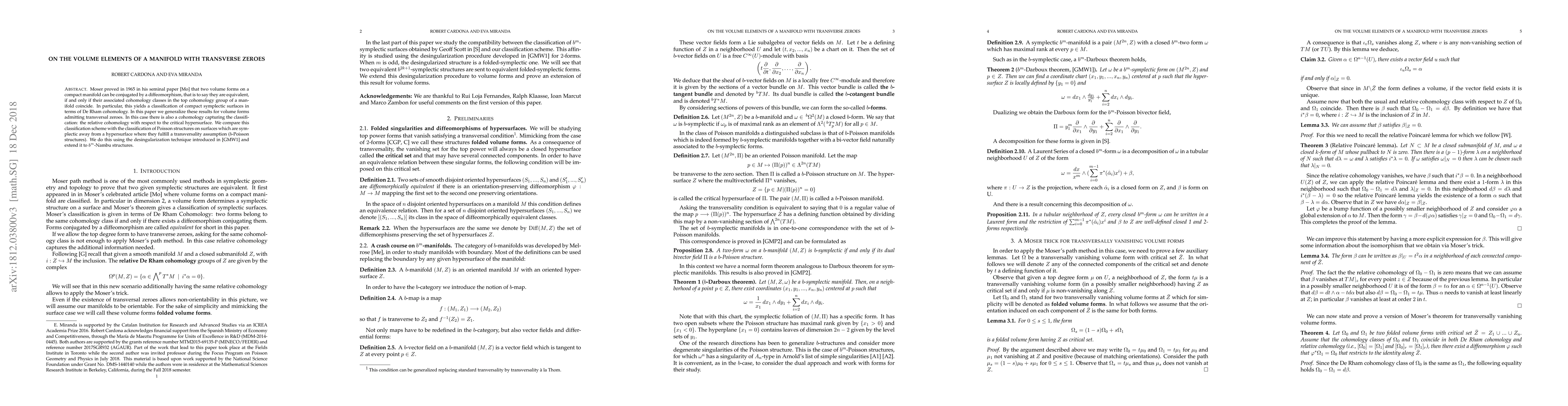 Thumbnail for On the volume elements of a manifold with transverse zeroes