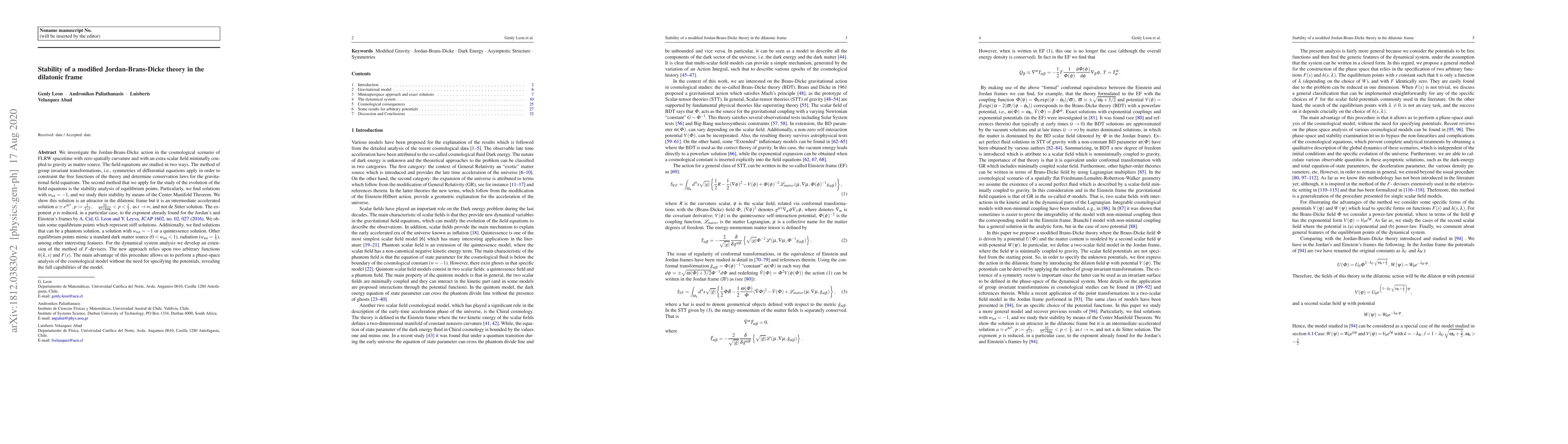 Thumbnail for Stability of a modified Jordan-Brans-Dicke theory in the dilatonic frame