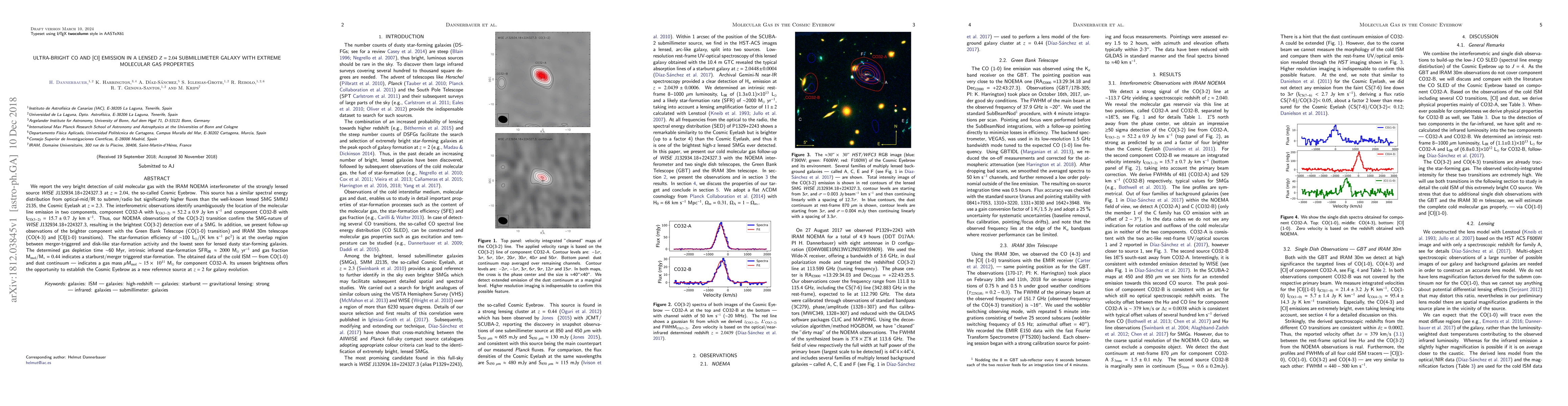Thumbnail for Ultra-bright CO and [CI] emission in a lensed z=2.04 submillimeter
  galaxy with extreme molecular gas properties