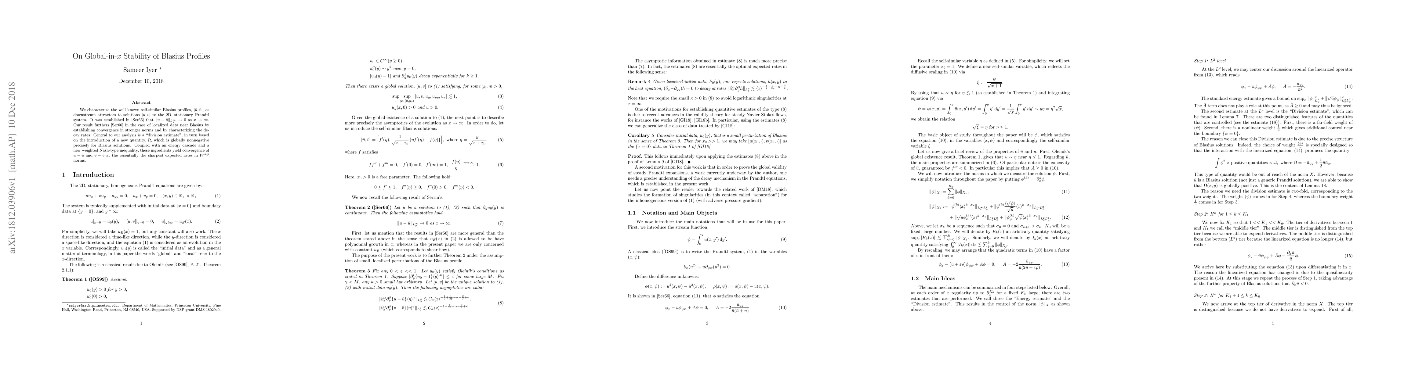 Thumbnail for On Global-in-$x$ Stability of Blasius Profiles