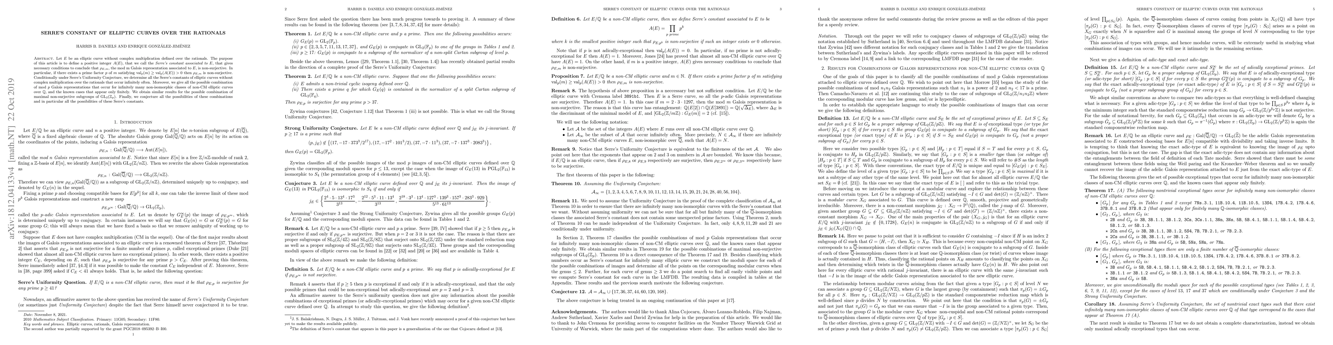 Thumbnail for Serre's constant of elliptic curves over the rationals