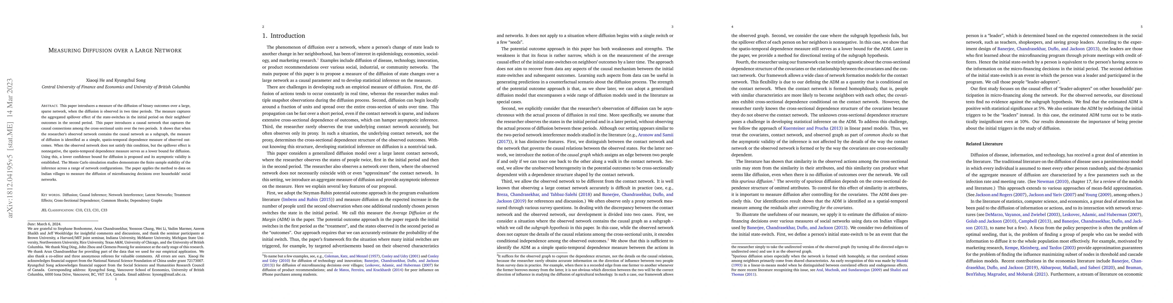 Thumbnail for Measuring Diffusion over a Large Network