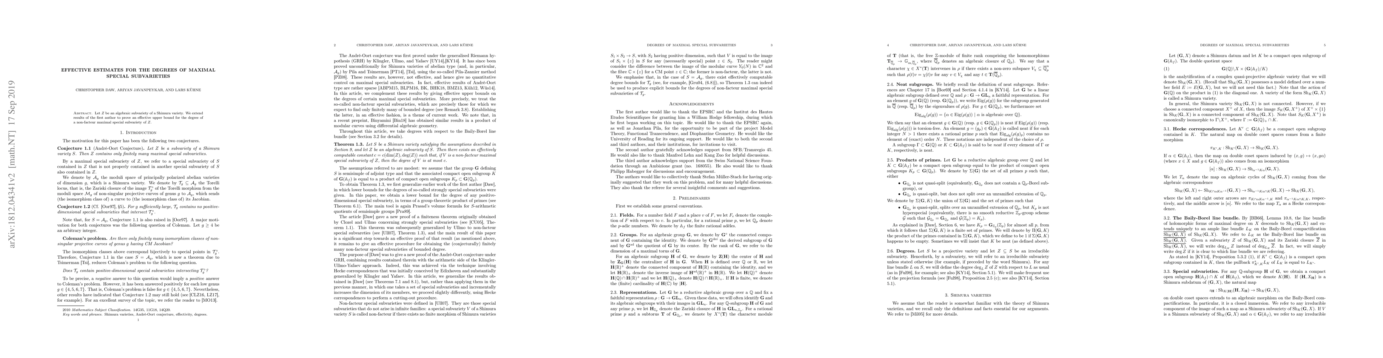 Thumbnail for Effective estimates for the degrees of maximal special subvarieties
