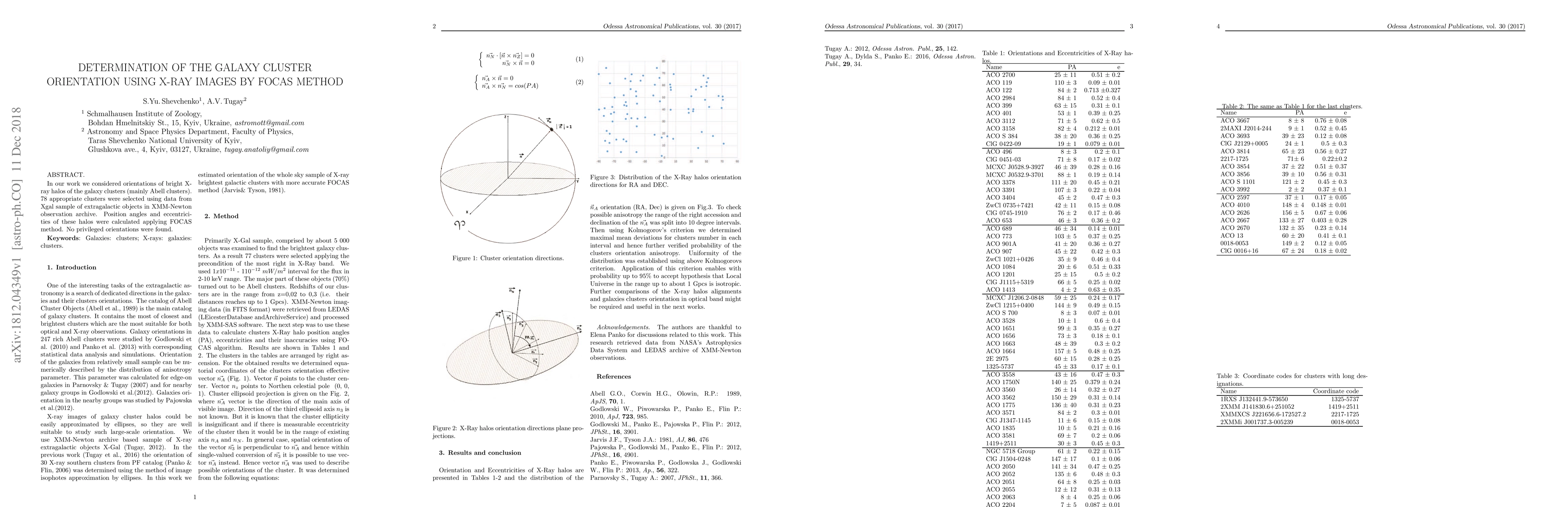 Thumbnail for Determination of the Galaxy Cluster Orientation Using X-ray Images by
  FOCAS Method