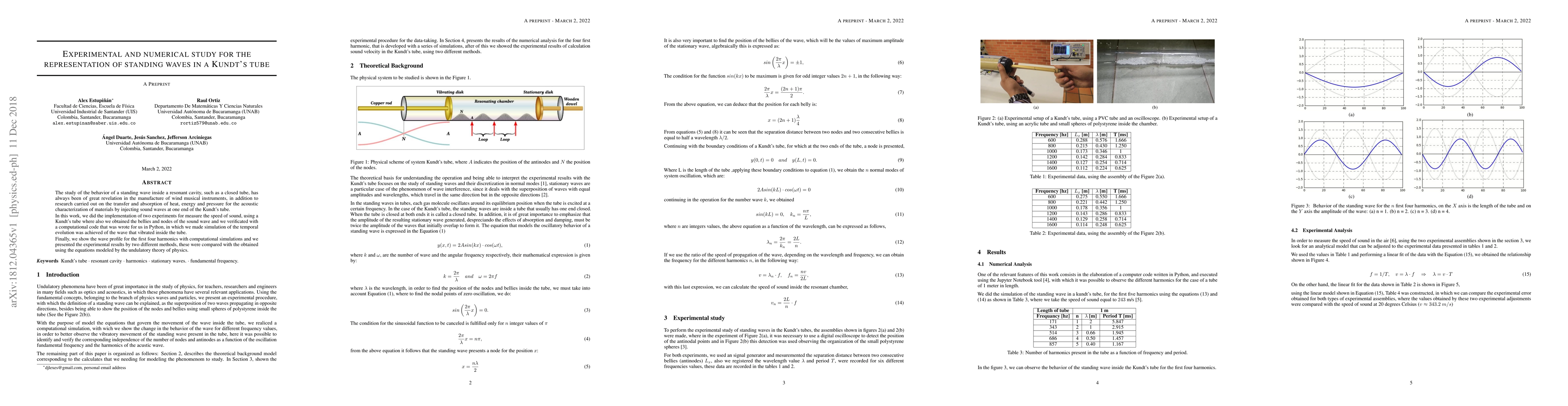 Thumbnail for Experimental and numerical study for the representation of standing
  waves in a Kundt's tube