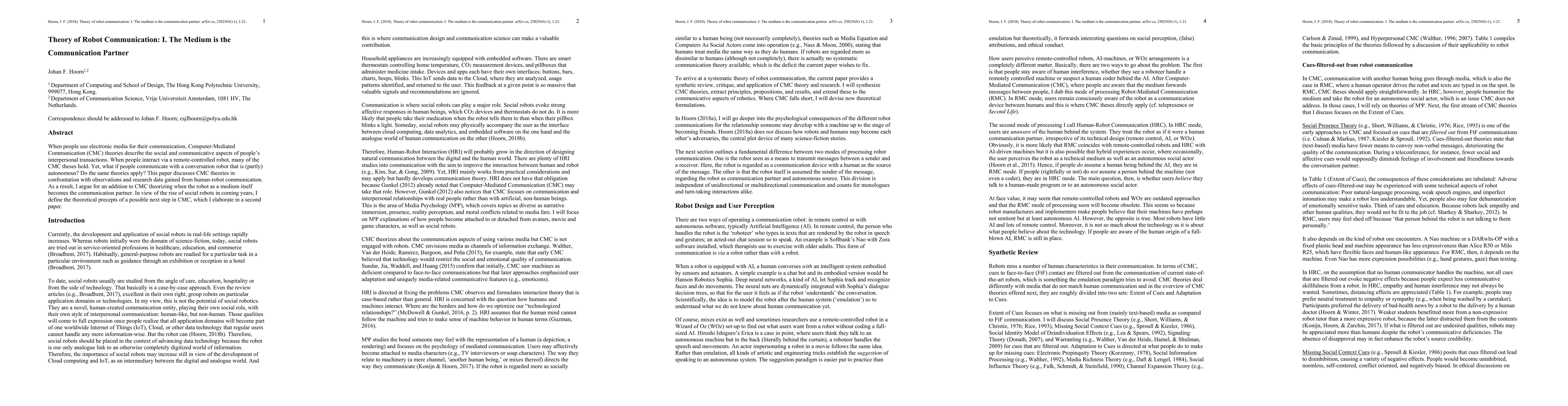 Thumbnail for Theory of Robot Communication: I. The Medium is the Communication
  Partner