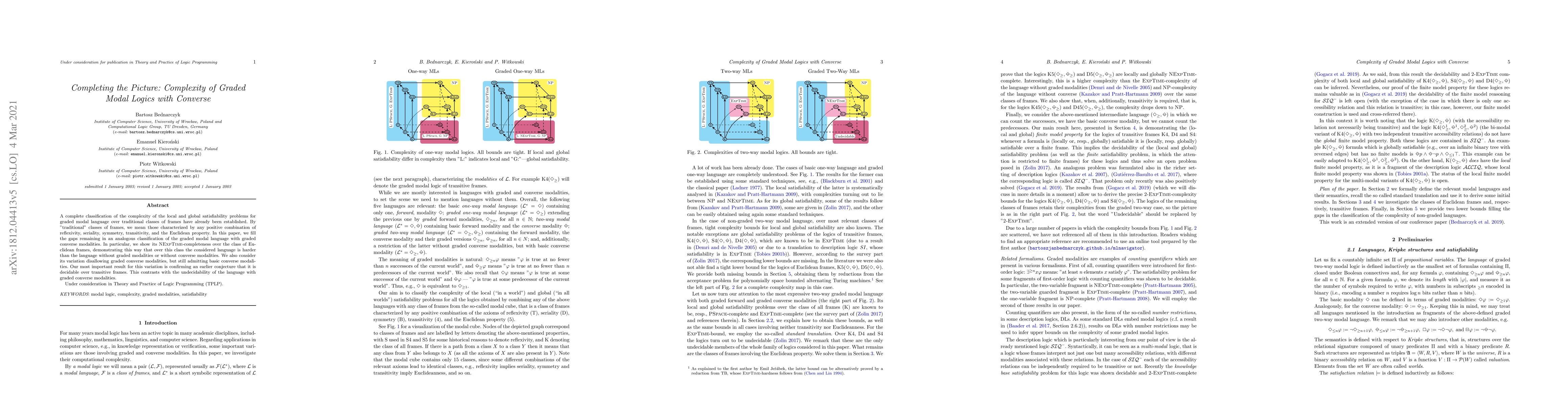 Thumbnail for Completing the Picture: Complexity of Graded Modal Logics with Converse