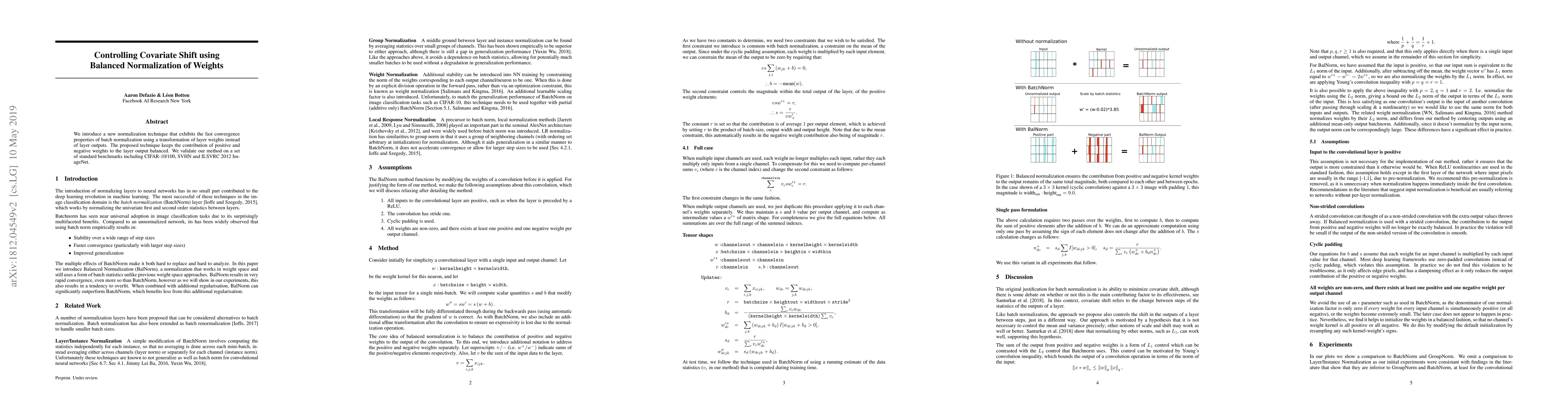 Thumbnail for Controlling Covariate Shift using Balanced Normalization of Weights
