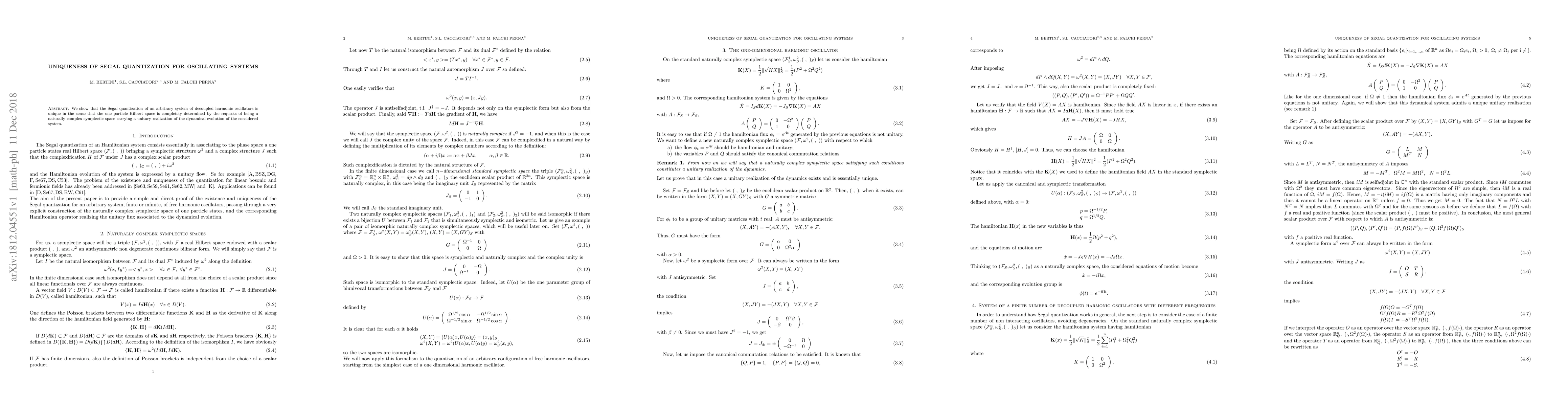 Thumbnail for Uniqueness of Segal quantization for oscillating systems