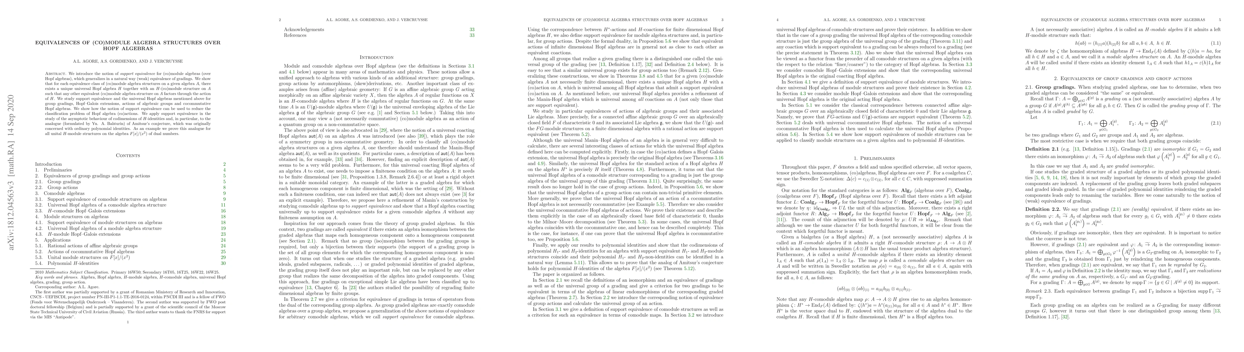Thumbnail for Equivalences of (co)module algebra structures over Hopf algebras