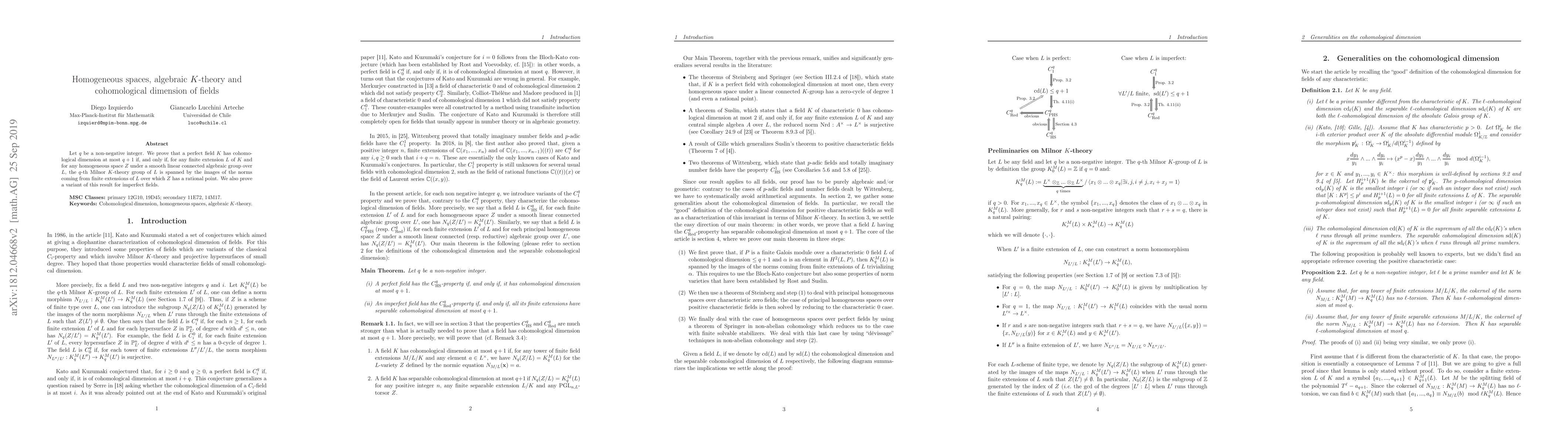 Thumbnail for Homogeneous spaces, algebraic $K$-theory and cohomological dimension of
  fields