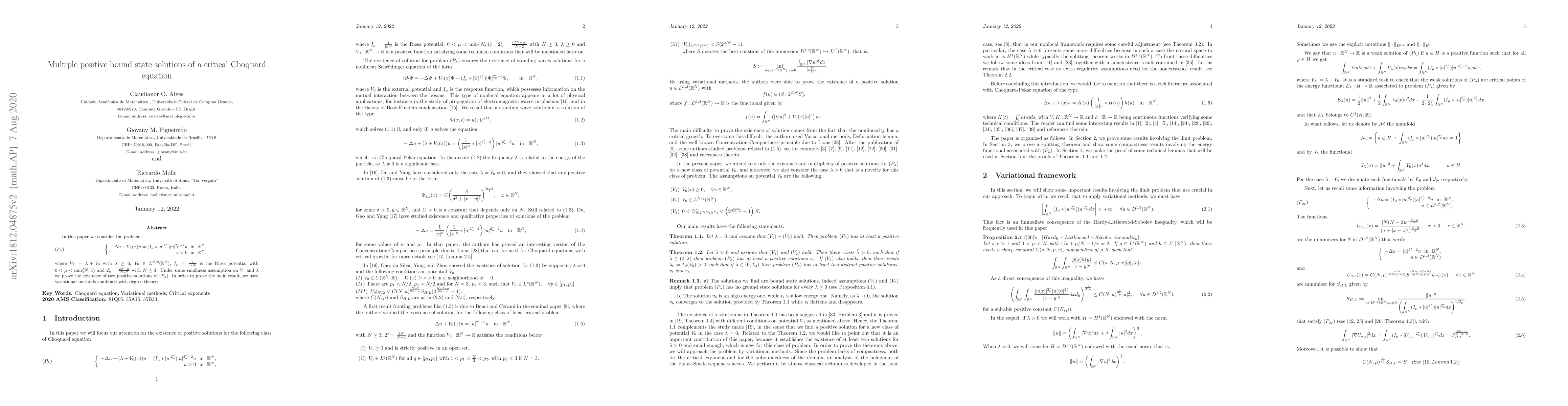 Thumbnail for Multiple positive bound state solutions of a critical Choquard equation
