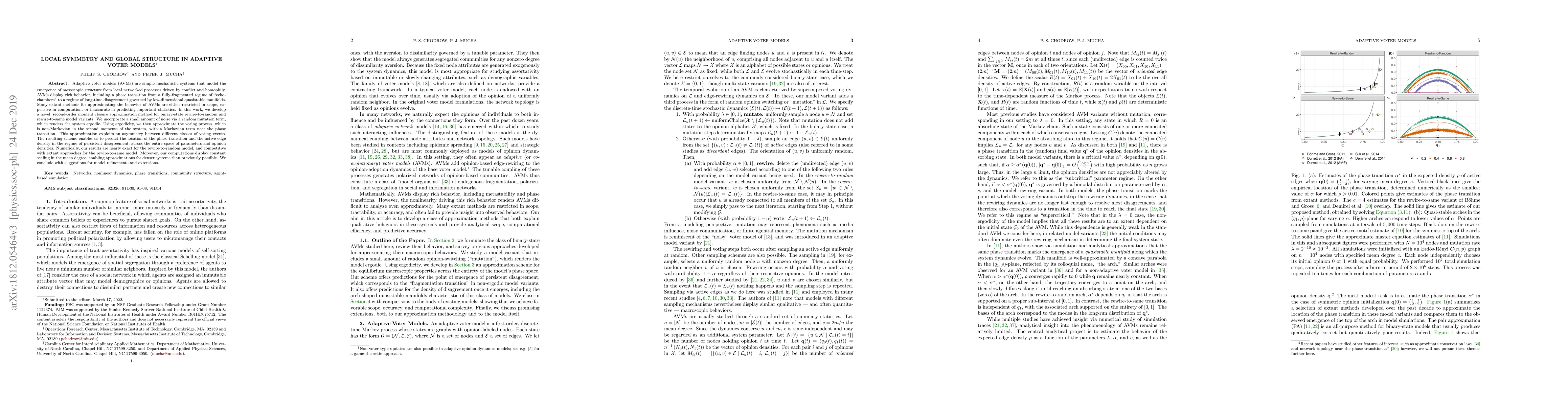 Thumbnail for Local Symmetry and Global Structure in Adaptive Voter Models