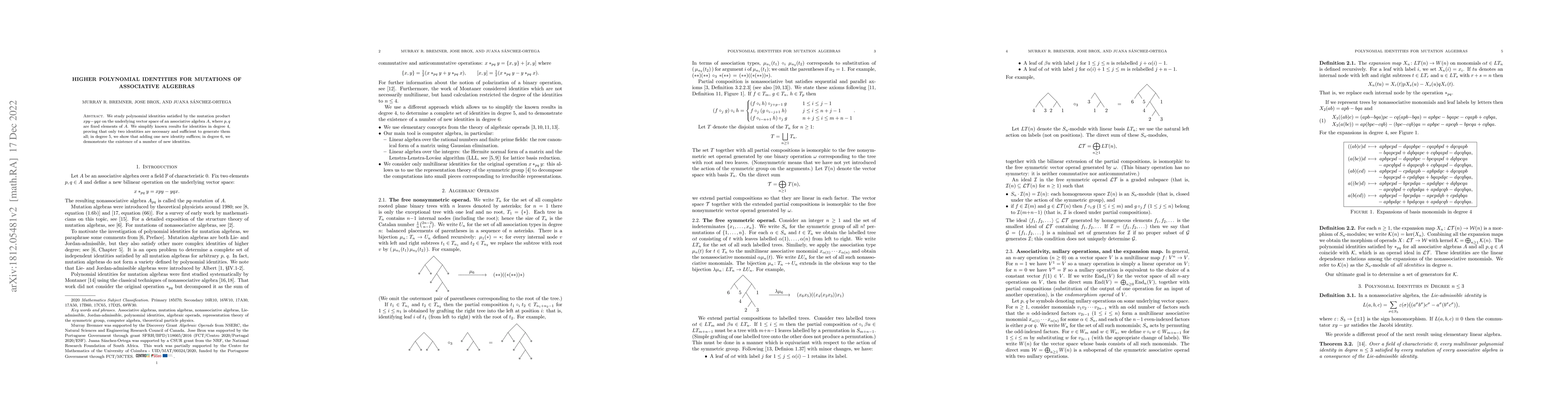 Thumbnail for Higher polynomial identities for mutations of associative algebras