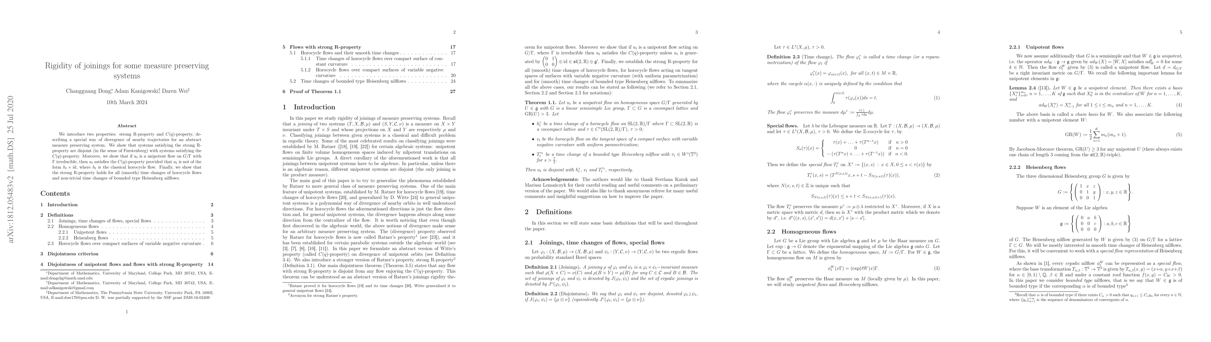 Thumbnail for Rigidity of joinings for some measure preserving systems