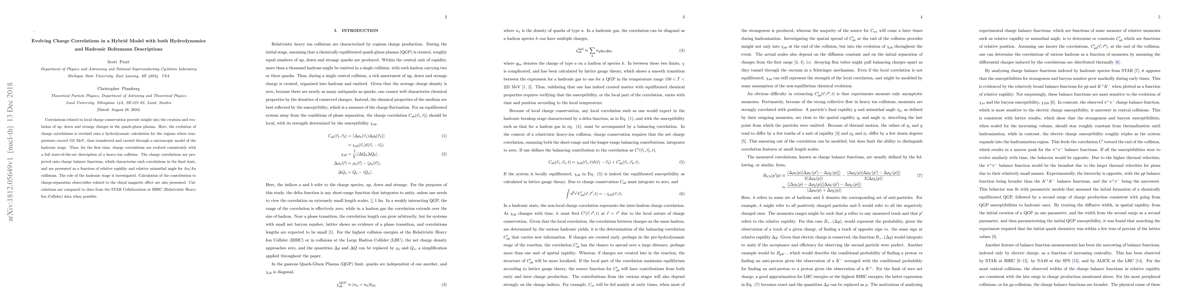 Thumbnail for Evolving Charge Correlations in a Hybrid Model with both Hydrodynamics
  and Hadronic Boltzmann Descriptions
