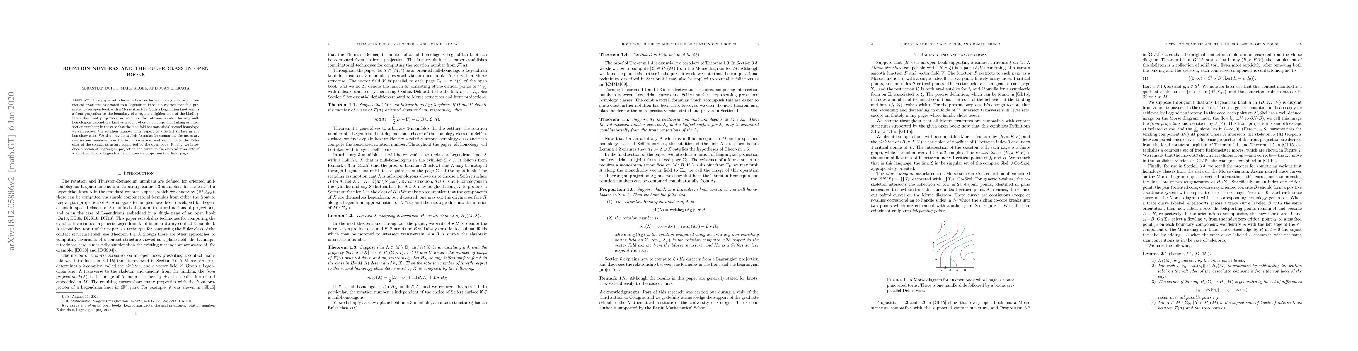 Thumbnail for Rotation numbers and the Euler class in open books