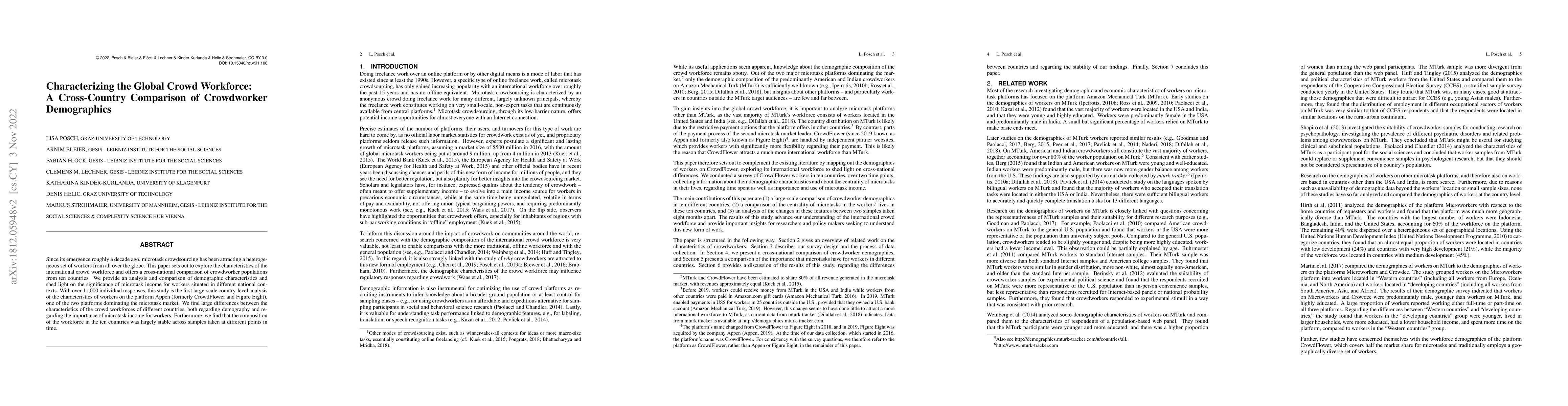 Thumbnail for Characterizing the Global Crowd Workforce: A Cross-Country Comparison of
  Crowdworker Demographics