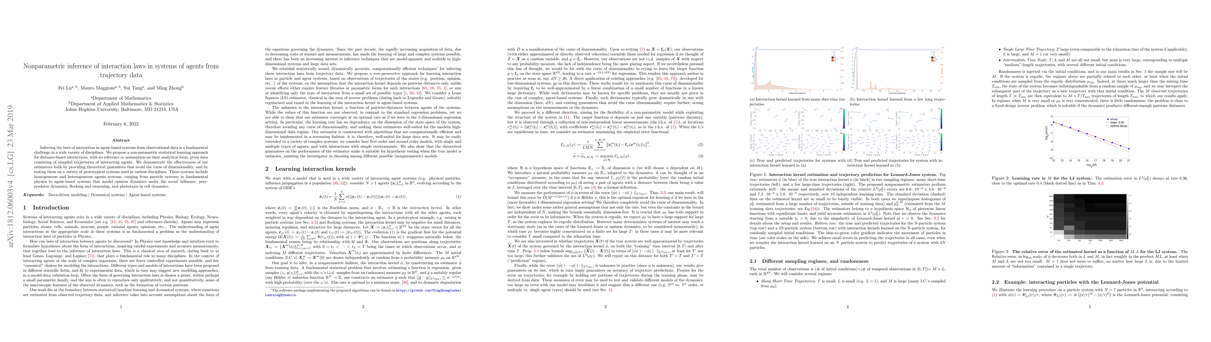 Thumbnail for Nonparametric inference of interaction laws in systems of agents from
  trajectory data