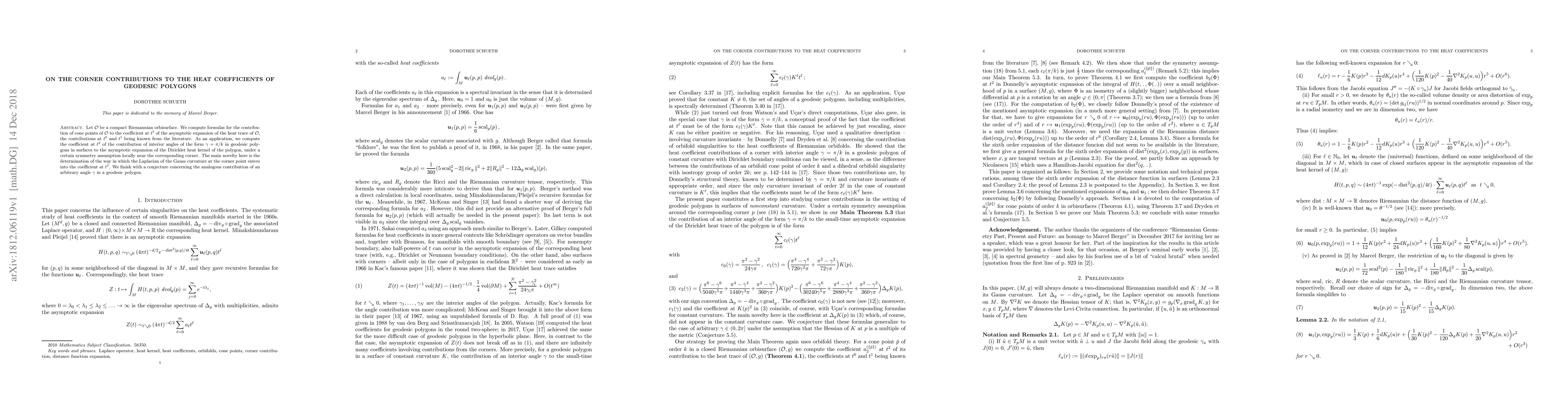 Thumbnail for On the corner contributions to the heat coefficients of geodesic
  polygons