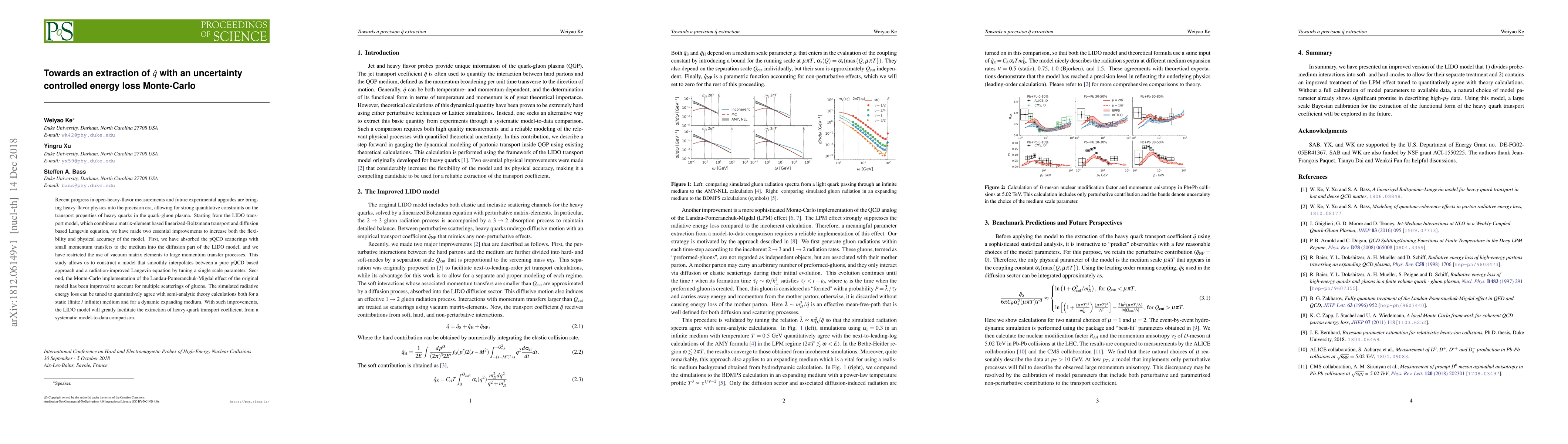 Thumbnail for Towards an extraction of $\hat{q}$ with an uncertainty controlled energy
  loss Monte-Carlo