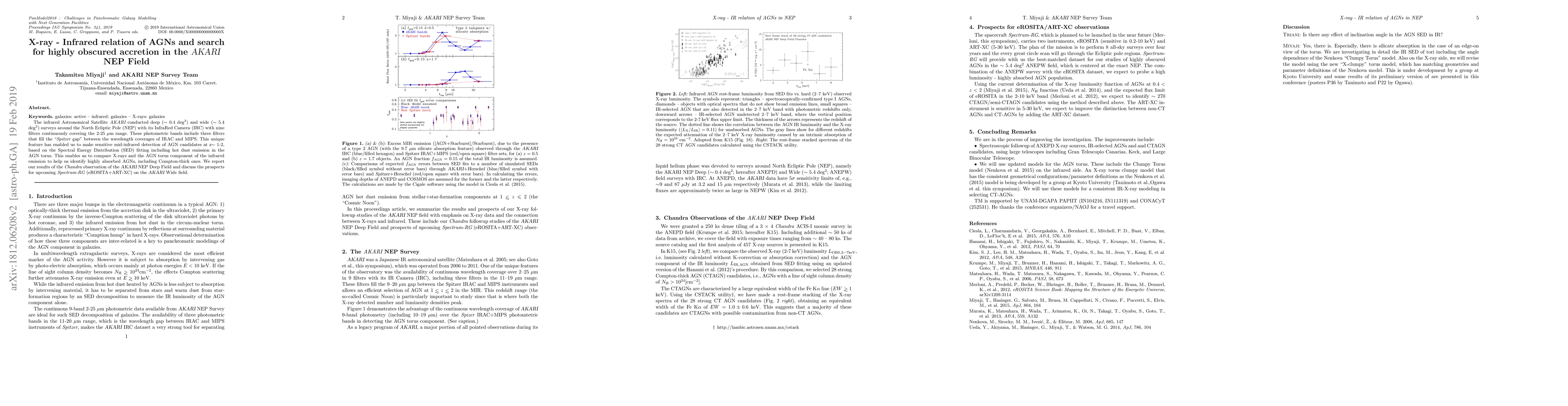 Thumbnail for X-ray - Infrared relation of AGNs and search for highly obscured
  accretion in the AKARI NEP Field