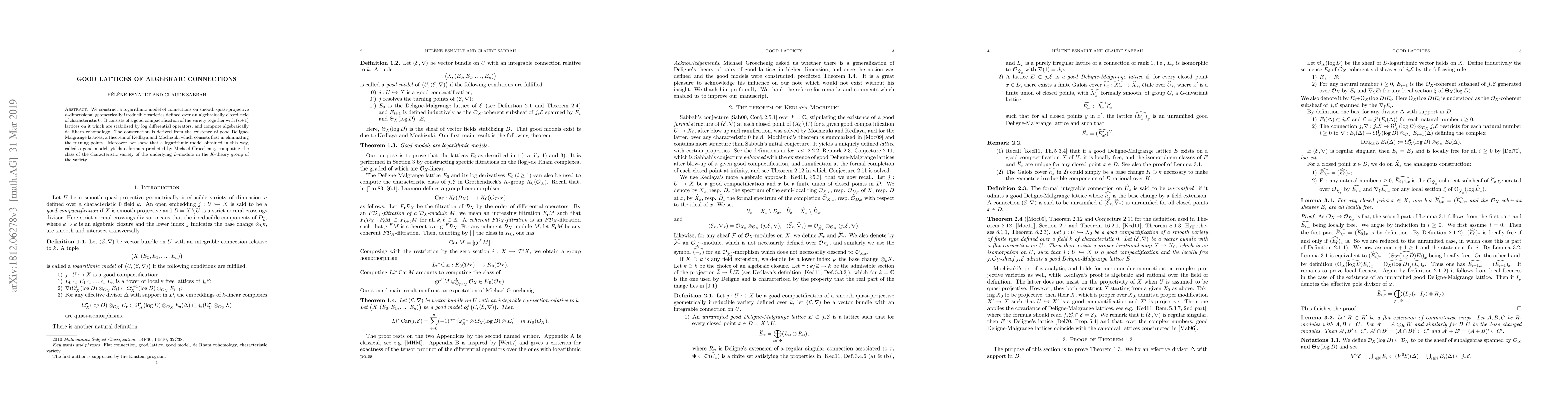 Thumbnail for Good lattices of algebraic connections
