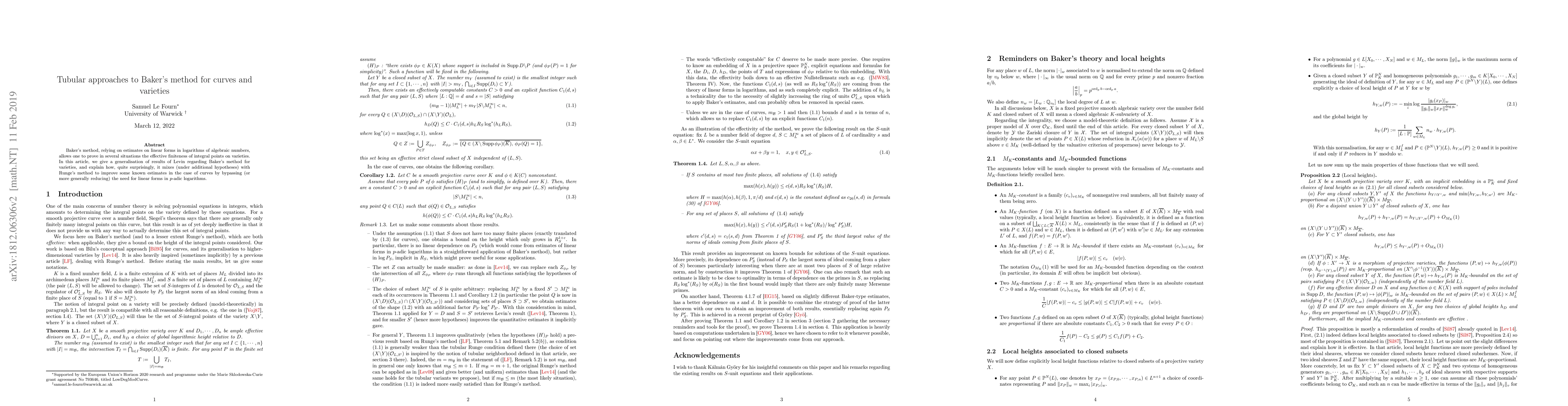 Thumbnail for Tubular approaches to Baker's method for curves and varieties