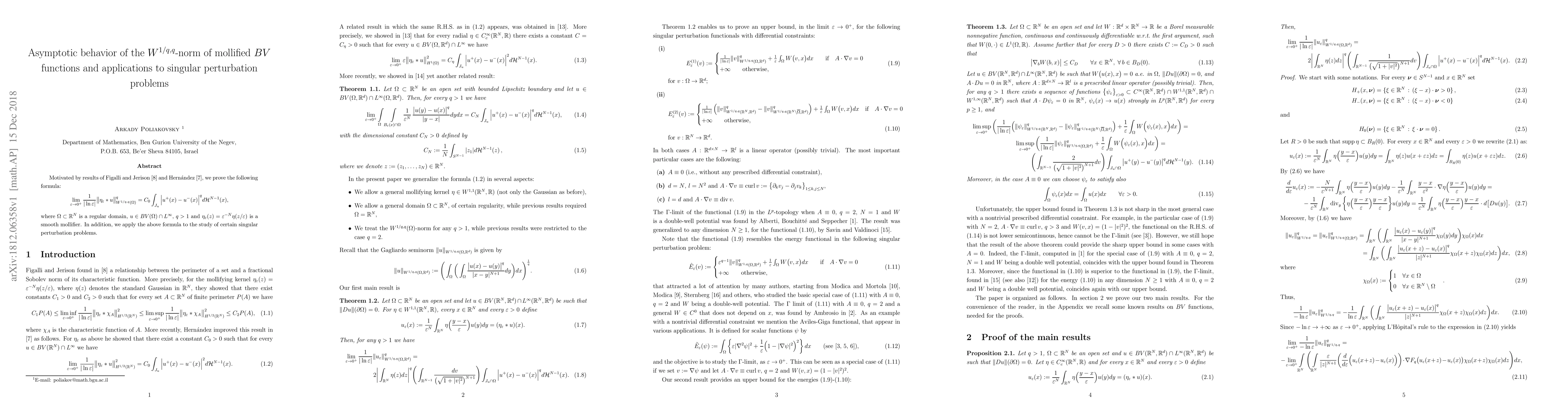 Thumbnail for Asymptotic behavior of the $W^{1/q,q}$-norm of mollified $BV$ functions
  and applications to singular perturbation problems