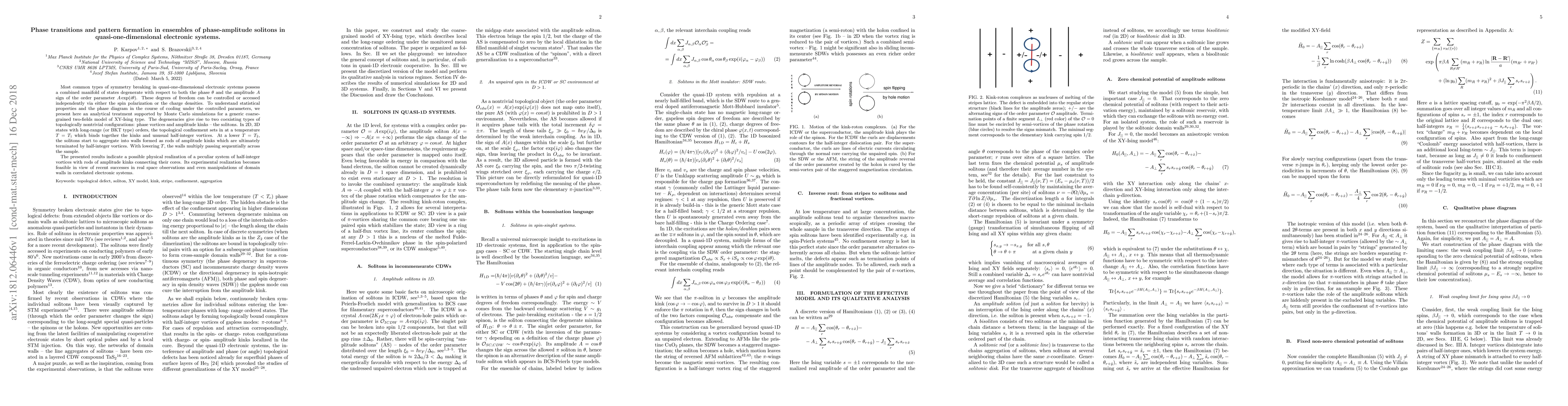 Thumbnail for Phase transitions and pattern formation in ensembles of phase-amplitude
  solitons in quasi-one-dimensional electronic systems