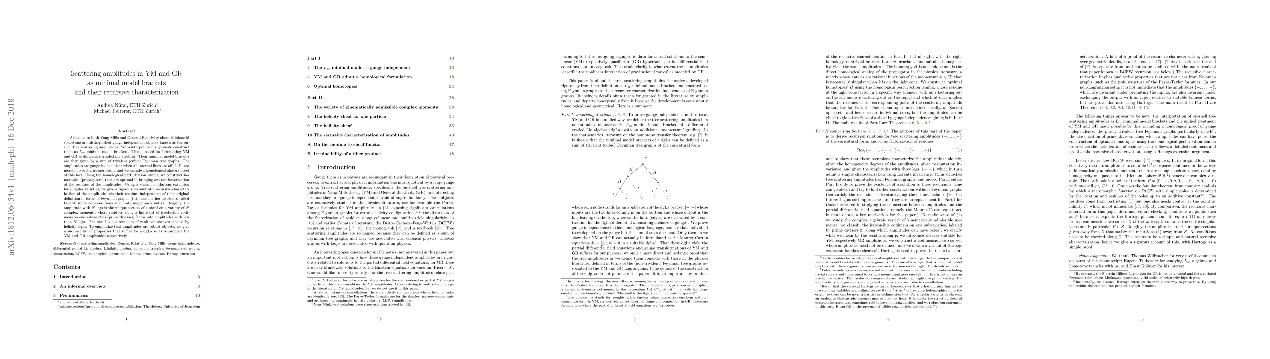 Thumbnail for Scattering amplitudes in YM and GR as minimal model brackets and their
  recursive characterization