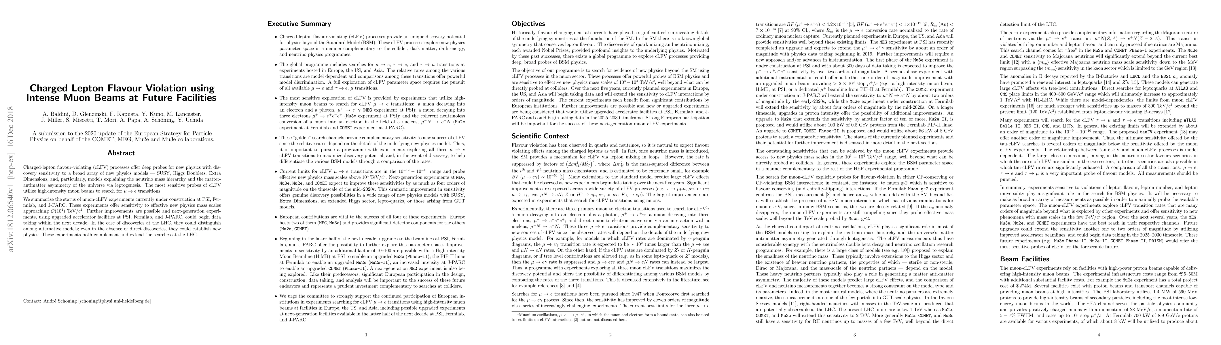 Thumbnail for A submission to the 2020 update of the European Strategy for Particle
  Physics on behalf of the COMET, MEG, Mu2e and Mu3e collaborations