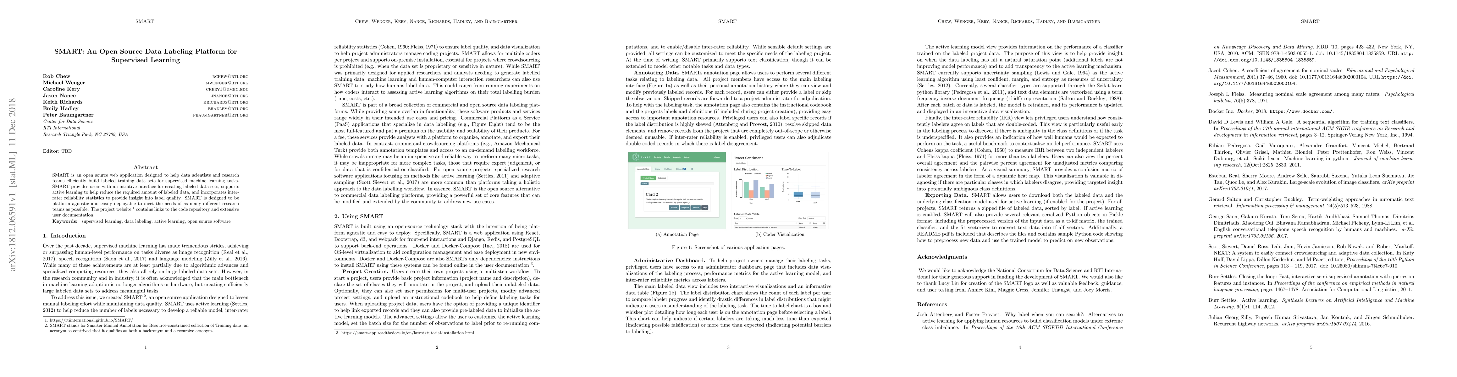 Thumbnail for SMART: An Open Source Data Labeling Platform for Supervised Learning