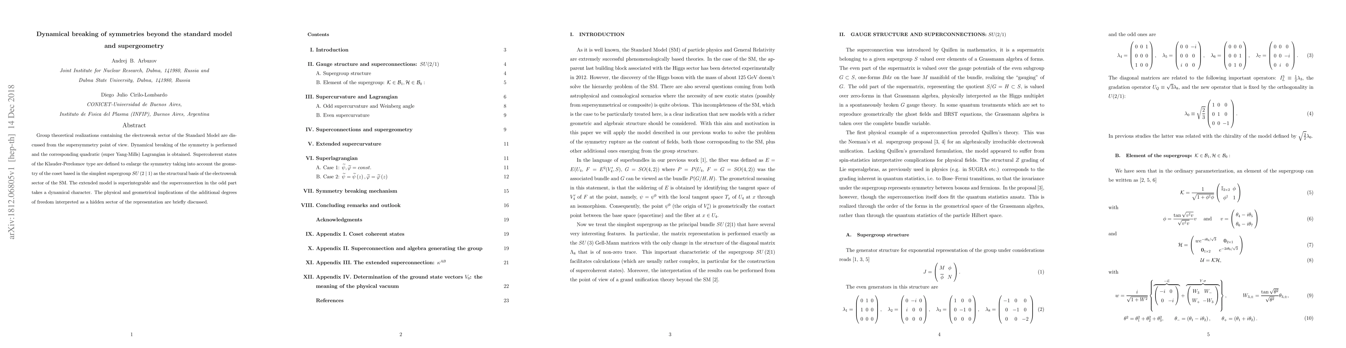 Thumbnail for Dynamical breaking of symmetries beyond the standard model and
  supergeometry