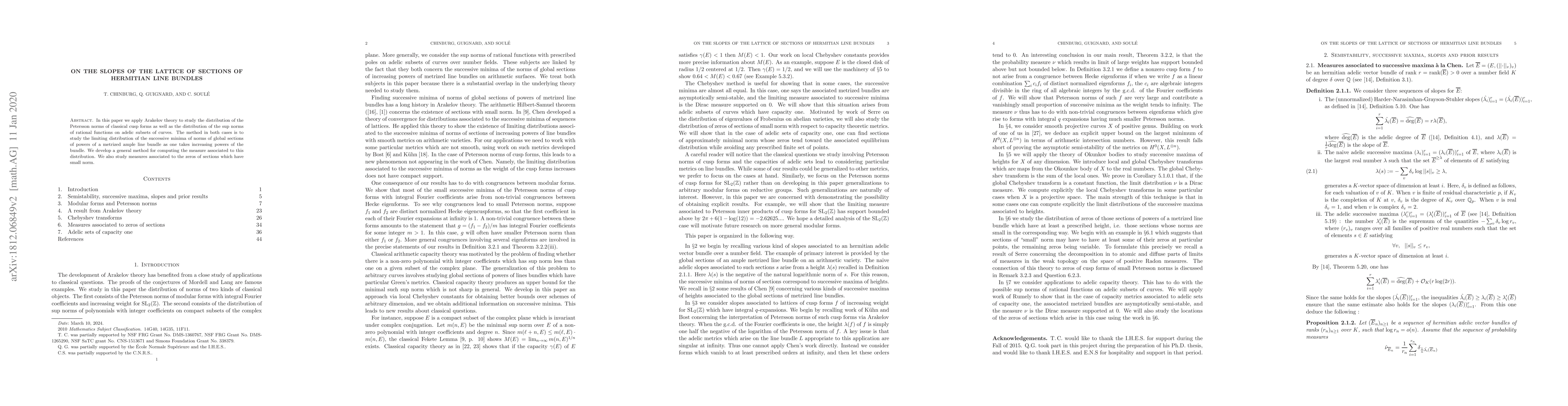 Thumbnail for On the slopes of the lattice of sections of Hermitian line bundles