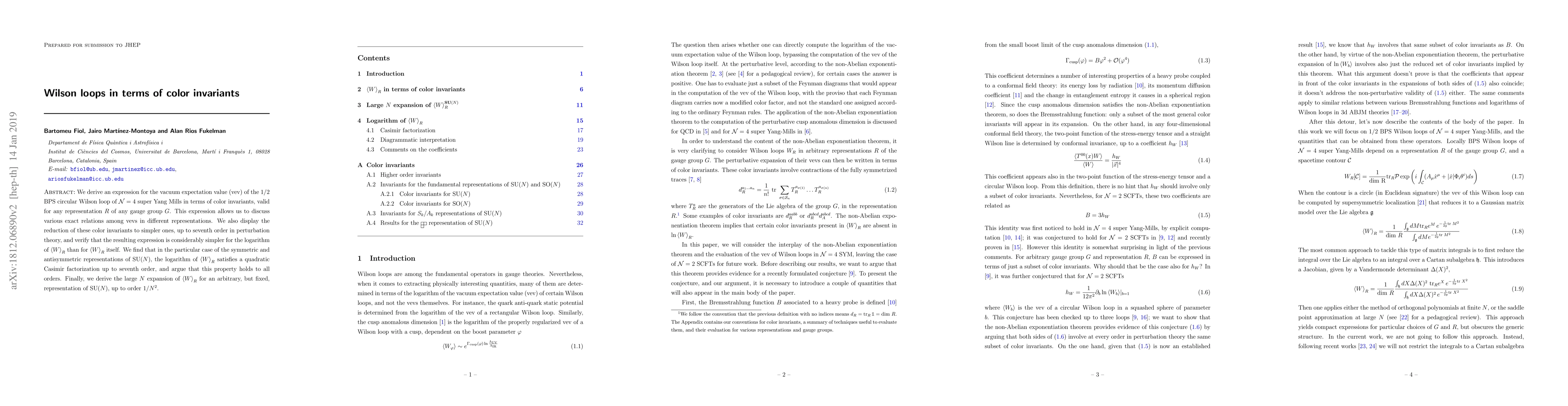 Thumbnail for Wilson loops in terms of color invariants