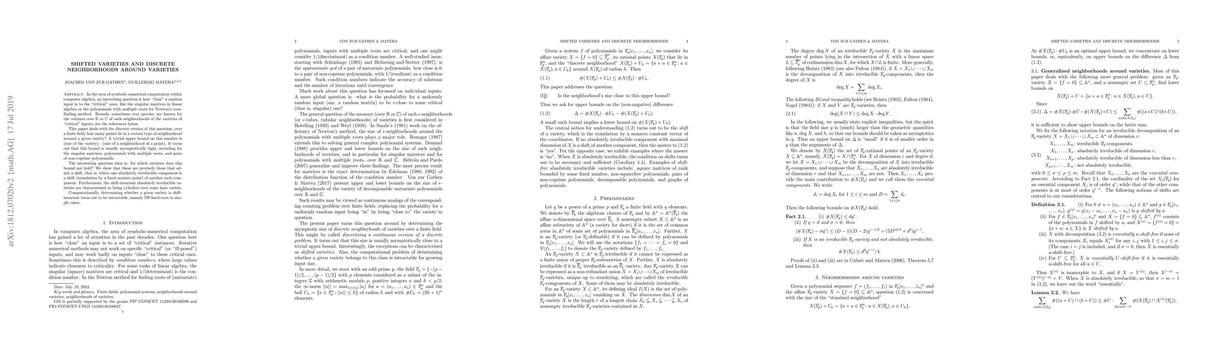 Thumbnail for Shifted varieties and discrete neighborhoods around varieties