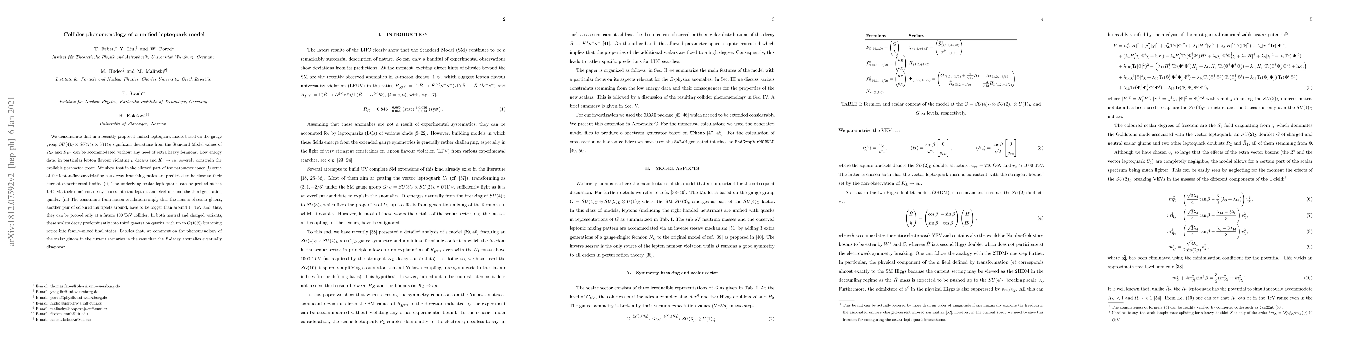 Thumbnail for Collider phenomenology of a unified leptoquark model