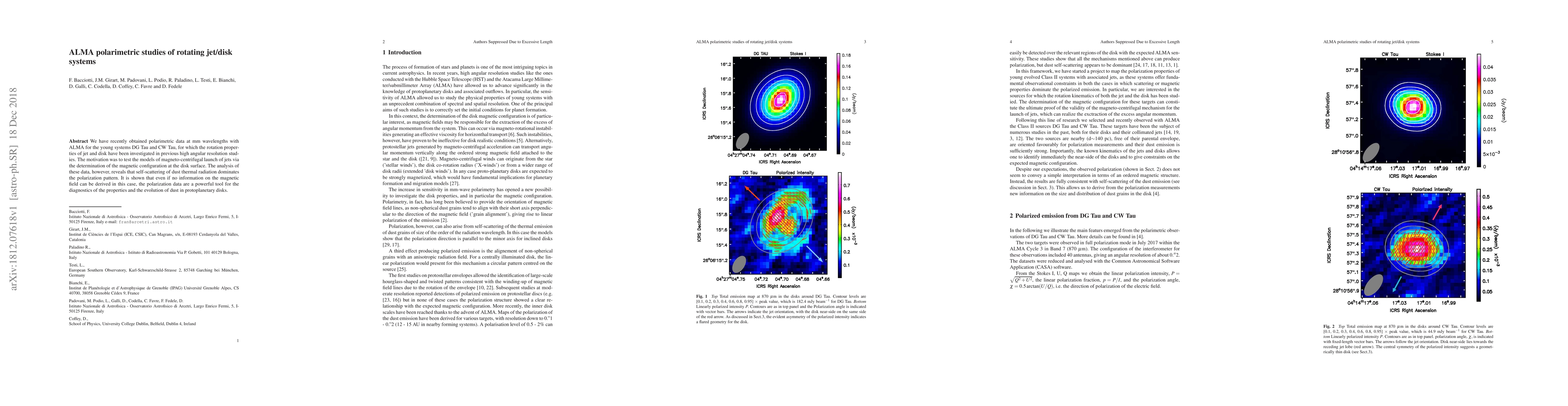 Thumbnail for ALMA polarimetric studies of rotating jet/disk systems