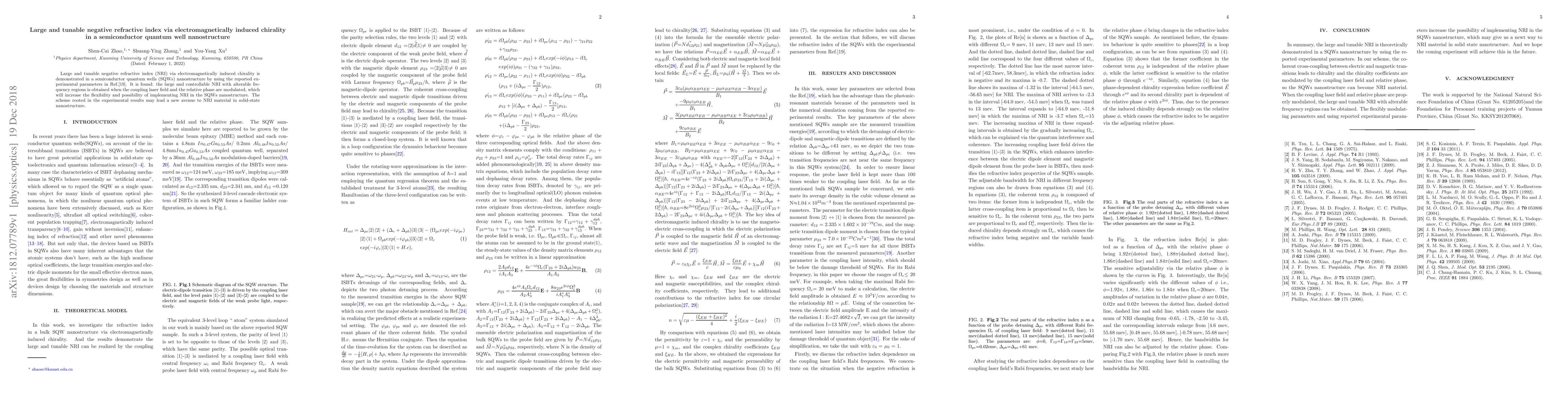 Thumbnail for Large and tunable negative refractive index via electromagnetically
  induced chirality in a semiconductor quantum well nanostructure