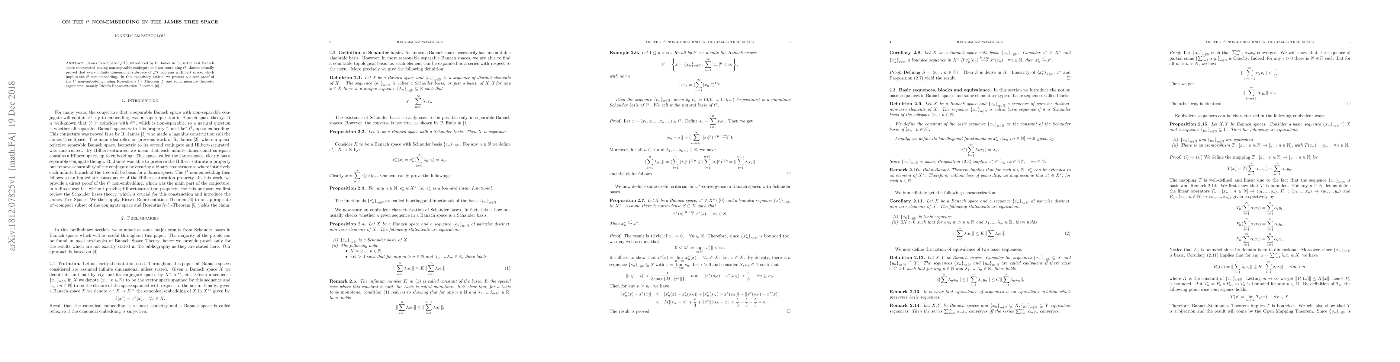 Thumbnail for On the non-embedding of $\ell_1$ in the James Tree Space