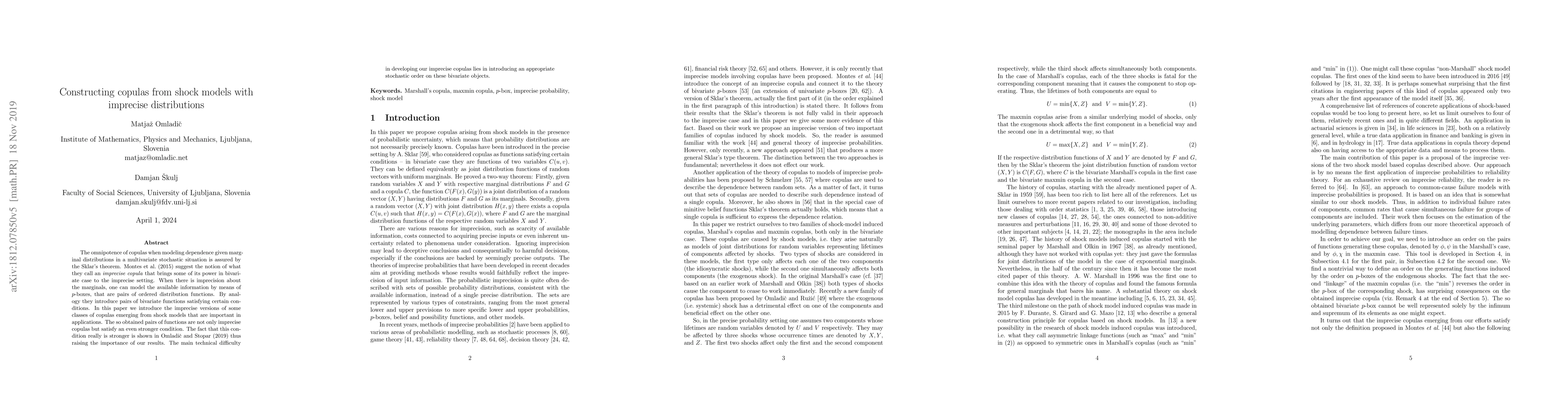 Thumbnail for Constructing copulas from shock models with imprecise distributions