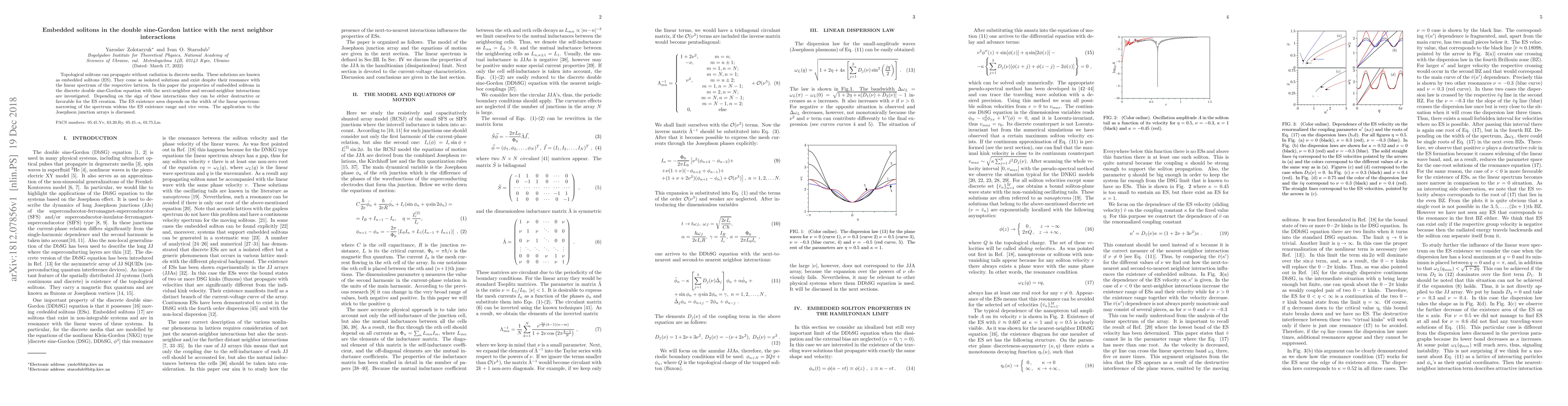Thumbnail for Embedded solitons in the double sine-Gordon lattice with the next
  neighbor interactions